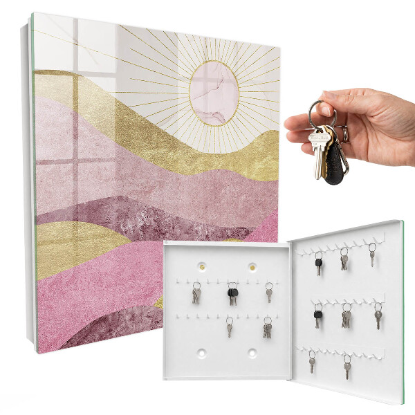 Caja para llaves con diseño de olas y rayos de sol