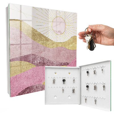 Caja para llaves con diseño de olas y rayos de sol