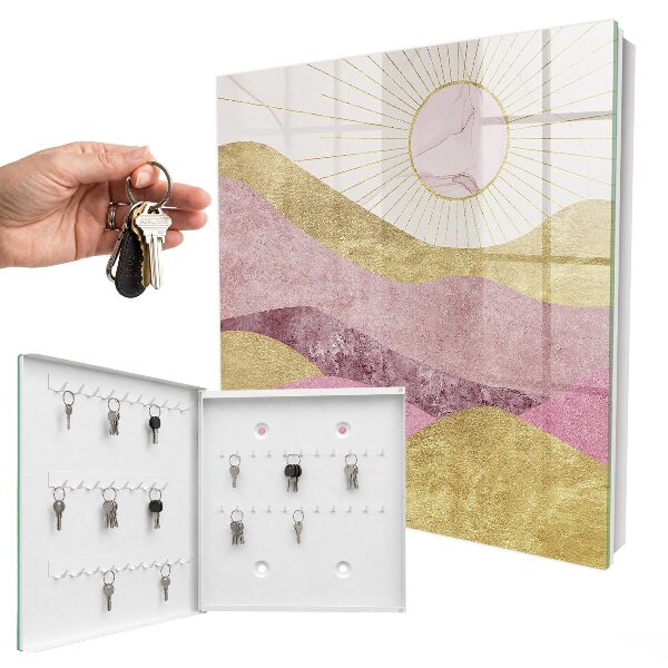 Caja para llaves con diseño de olas y rayos de sol