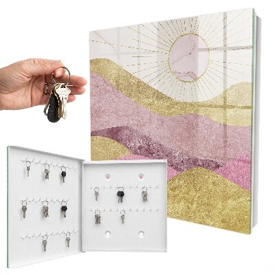 Caja para llaves con diseño de olas y rayos de sol