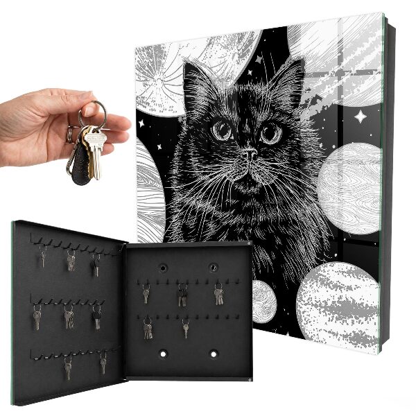 Caja para llaves diseño de gato espacial