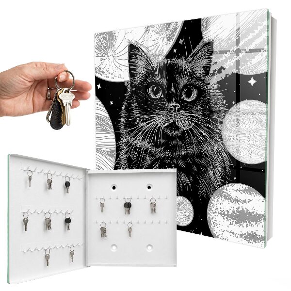 Caja para llaves diseño de gato espacial