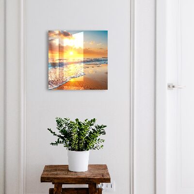 Armario para llaves con diseño de puesta de sol sobre el océano