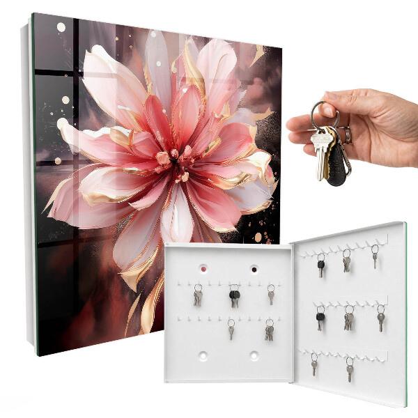 Armario para colgar llaves con diseño de flor rosa