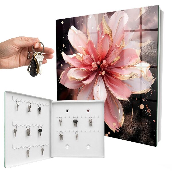 Armario para colgar llaves con diseño de flor rosa