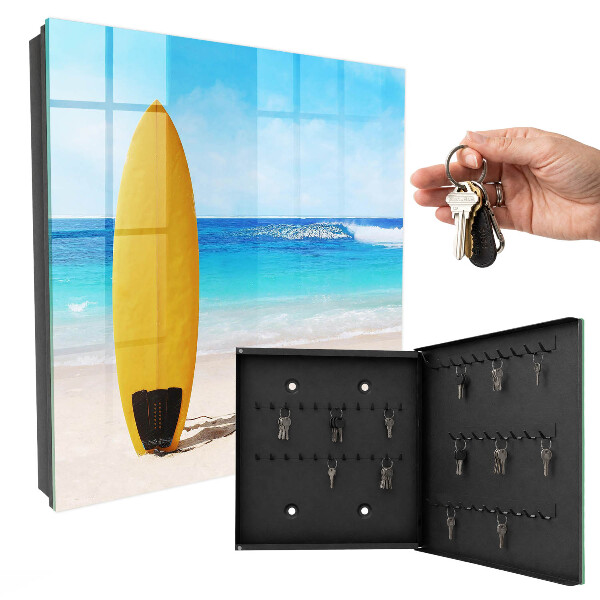 Caja para llaves con diseño de paraíso para surfistas