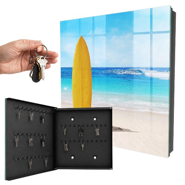 Caja para llaves con diseño de paraíso para surfistas