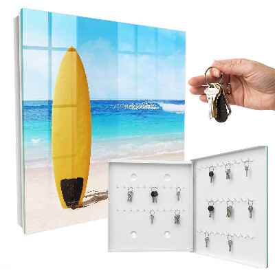Caja para llaves con diseño de paraíso para surfistas
