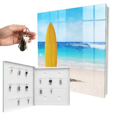 Caja para llaves con diseño de paraíso para surfistas