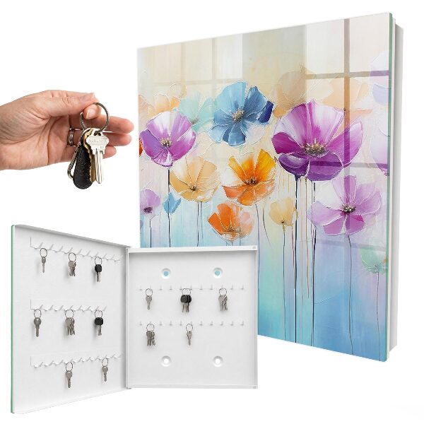 Armario para llaves con diseño de flores coloridas