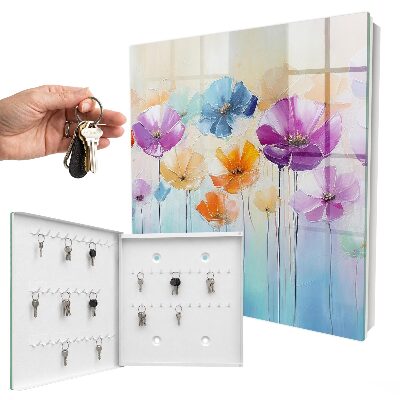 Armario para llaves con diseño de flores coloridas