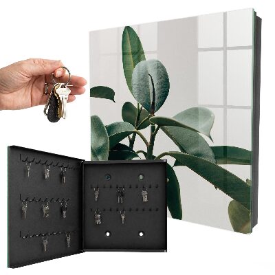 Armario para llaves con diseño de hojas de ficus