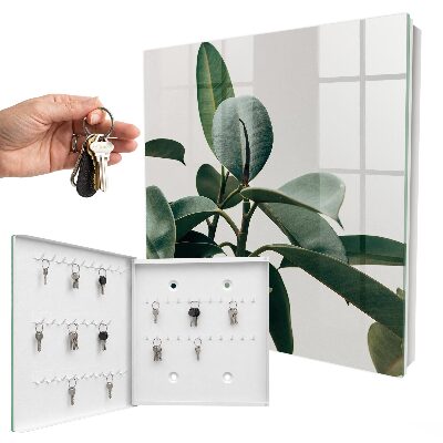 Armario para llaves con diseño de hojas de ficus