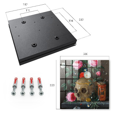 Caja para llaves con diseño de calavera y flores