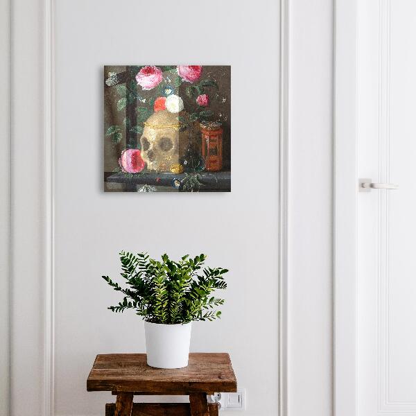 Caja para llaves con diseño de calavera y flores