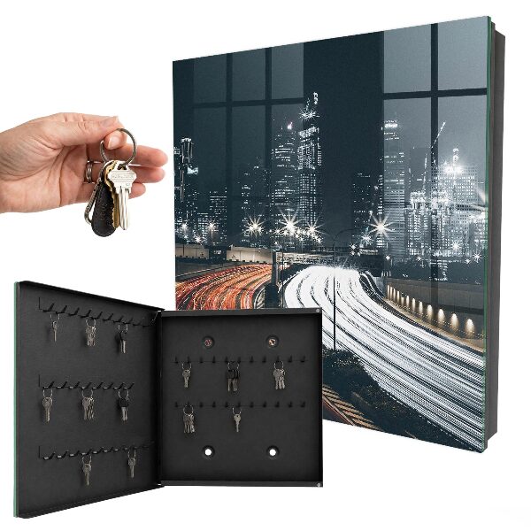 Caja para llaves diseño noche en la ciudad