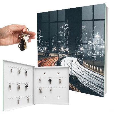 Caja para llaves diseño noche en la ciudad
