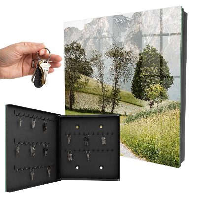 Armario para colgar llaves con diseño de paisaje de montaña
