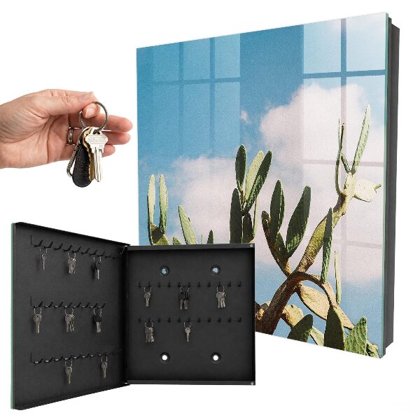Caja para llaves de diseño cactus verde