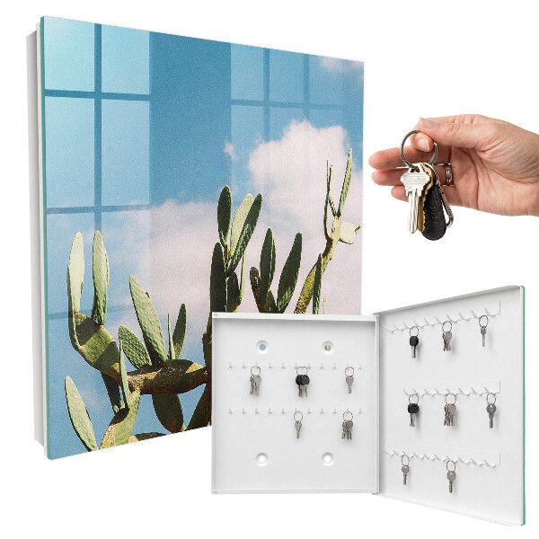 Caja para llaves de diseño cactus verde