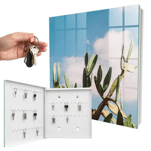 Caja para llaves de diseño cactus verde