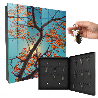 Armario para llaves con diseño de árbol de otoño