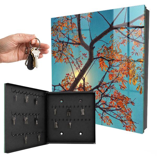 Armario para llaves con diseño de árbol de otoño
