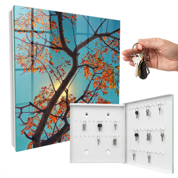 Armario para llaves con diseño de árbol de otoño