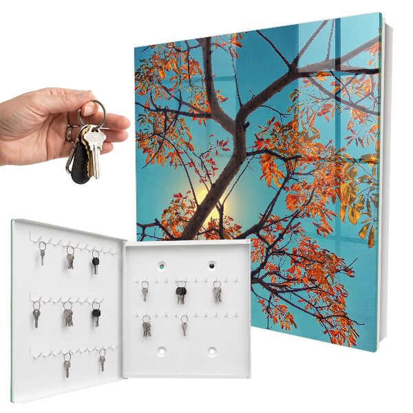 Armario para llaves con diseño de árbol de otoño