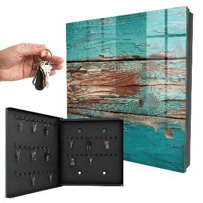 Armario para colgar llaves de madera turquesa