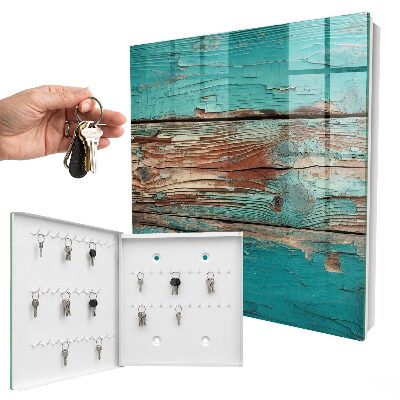 Armario para colgar llaves de madera turquesa