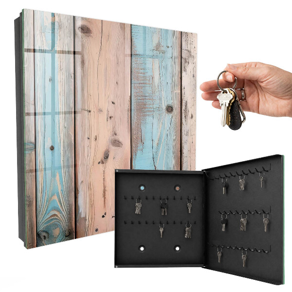 Caja para llaves de madera en tonos pastel