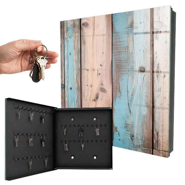 Caja para llaves de madera en tonos pastel