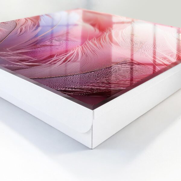 Caja para llaves con diseño de plumas rosas