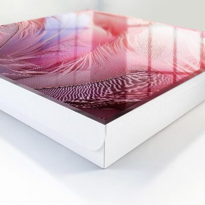Caja para llaves con diseño de plumas rosas