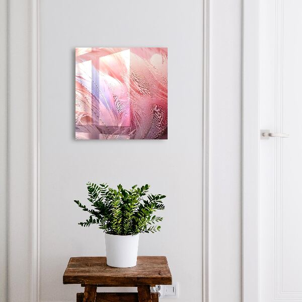 Caja para llaves con diseño de plumas rosas