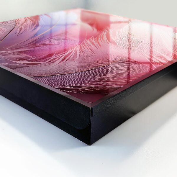 Caja para llaves con diseño de plumas rosas