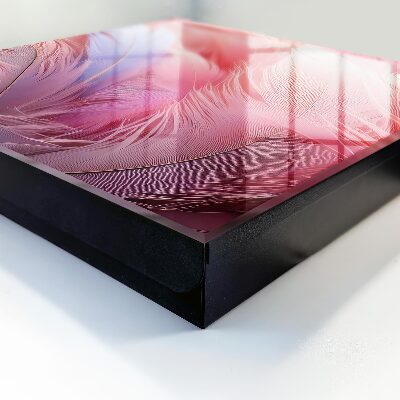 Caja para llaves con diseño de plumas rosas