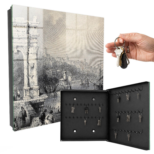 Armario para llaves con diseño del Arco de Trajano y la Ciudadela de Ancona