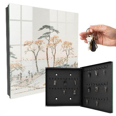 Armario para llaves con diseño de paisaje japonés