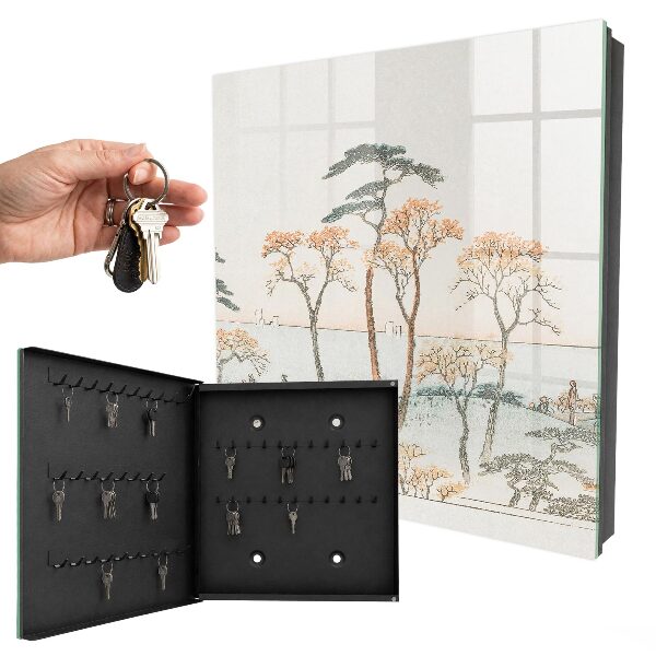 Armario para llaves con diseño de paisaje japonés