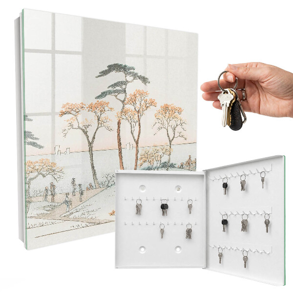 Armario para llaves con diseño de paisaje japonés