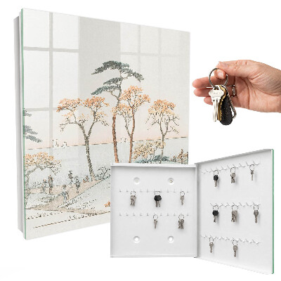 Armario para llaves con diseño de paisaje japonés