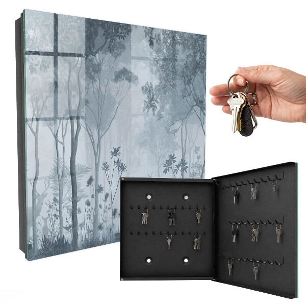 Caja para llaves diseño de bosque brumoso