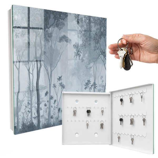 Caja para llaves diseño de bosque brumoso