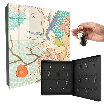Caja para llaves con diseño de flores abstractas