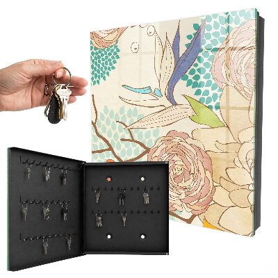 Caja para llaves con diseño de flores abstractas