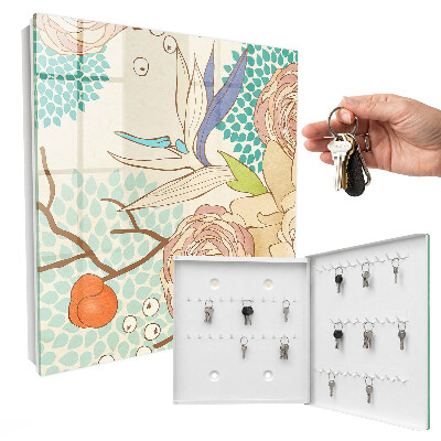 Caja para llaves con diseño de flores abstractas