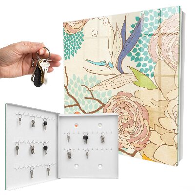Caja para llaves con diseño de flores abstractas
