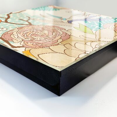 Caja para llaves con diseño de flores abstractas